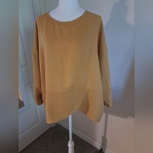 Lisa Bayne Linen Tunic Mustard Size XL Boxy